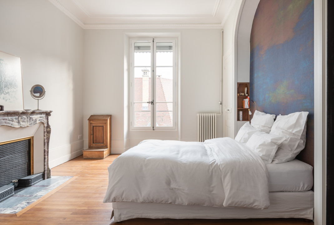 chambre parentale chambre parentale , papier peint , parquet , peinture