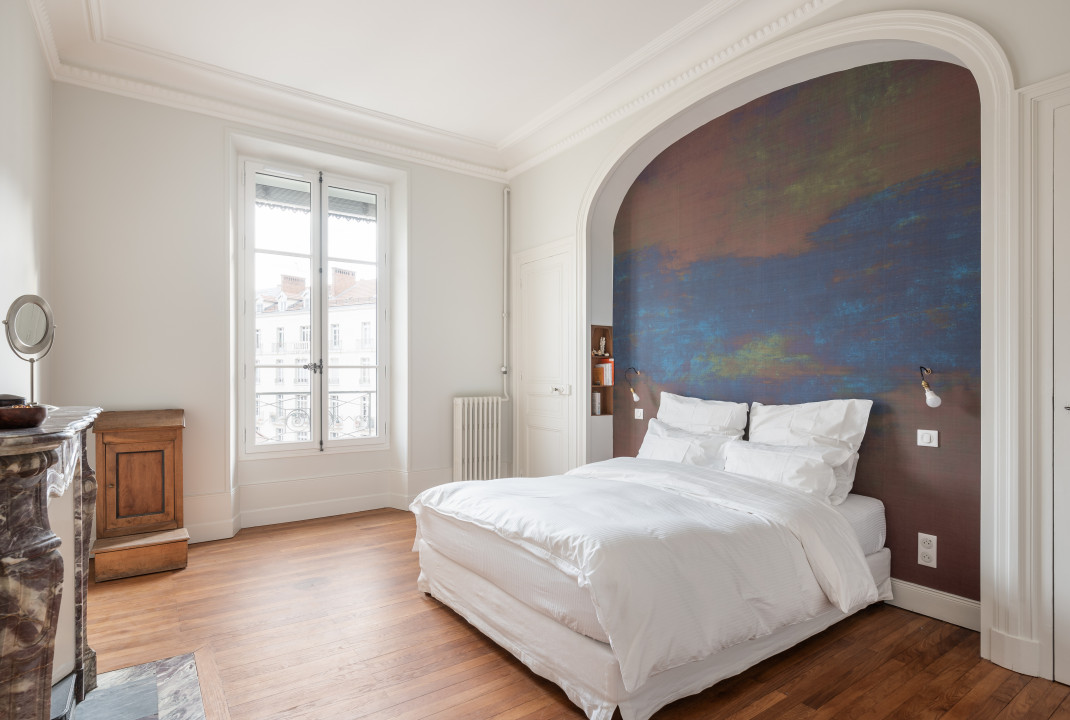 chambre parentale chambre parentale , papier peint , parquet , peinture