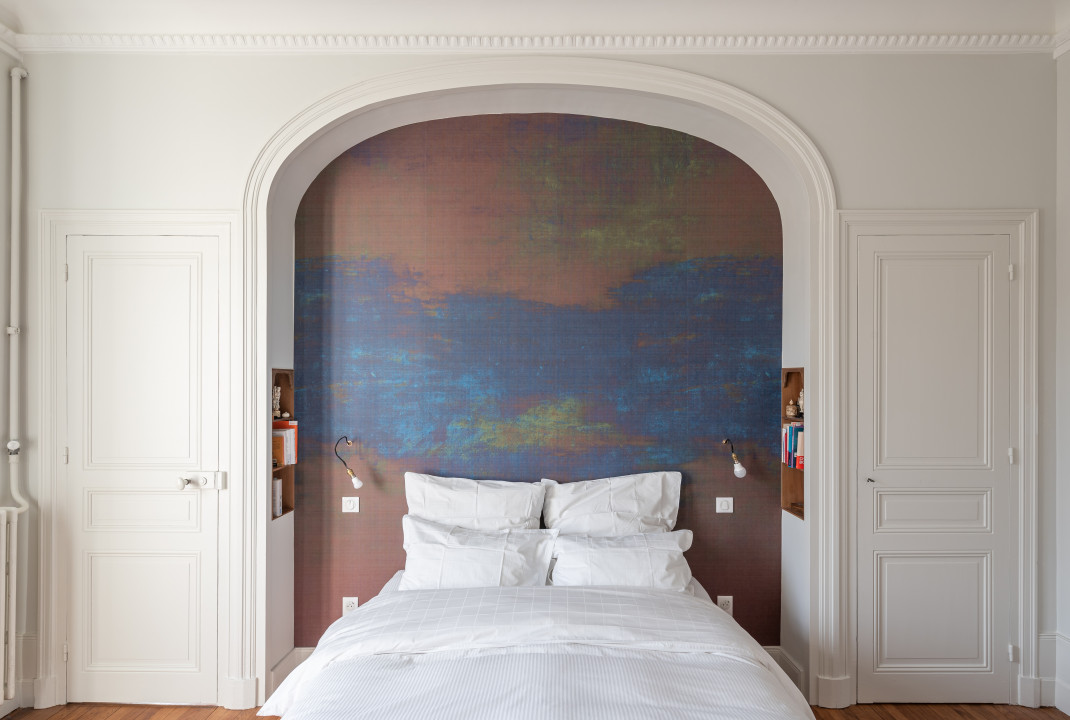 chambre parentale chambre parentale , papier peint , parquet , peinture